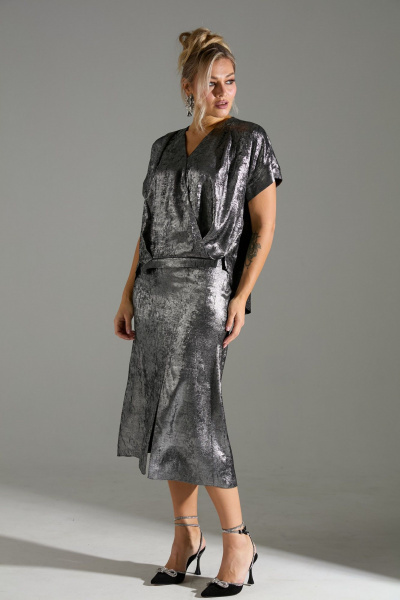 Блуза, юбка LM М94 серый_шиммер - фото 8