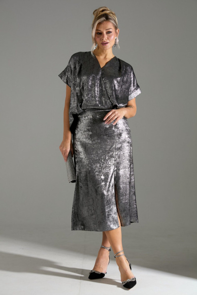 Блуза, юбка LM М94 серый_шиммер - фото 1