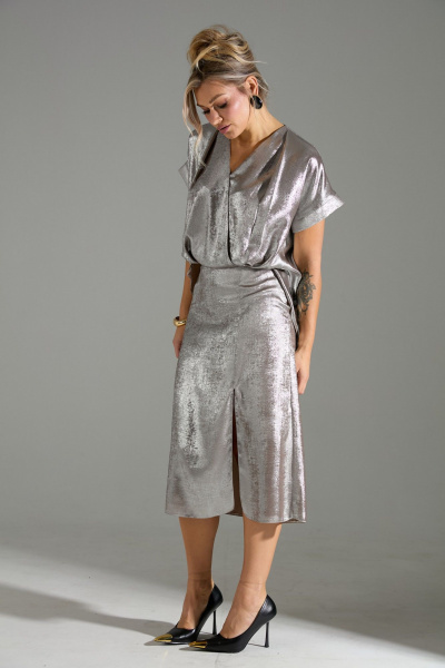 Блуза, юбка LM М94 бежевый_шиммер - фото 6