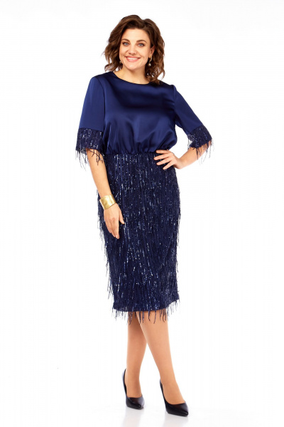 Платье Ольга Стиль С-982 синий - фото 5