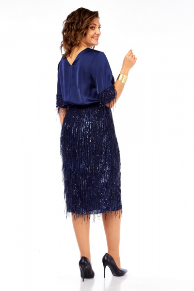 Платье Ольга Стиль С-982 синий - фото 4