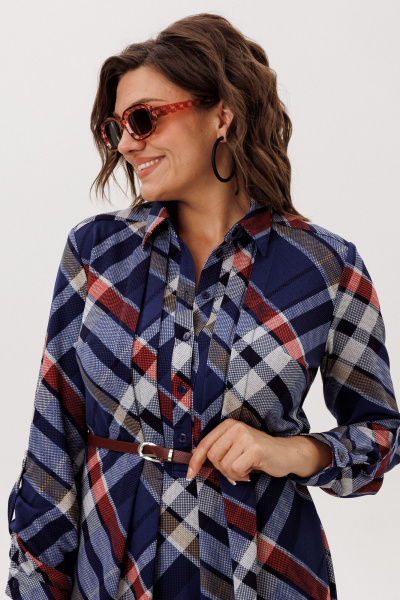 Платье Anelli 1769 кобальтовый_тартан - фото 10