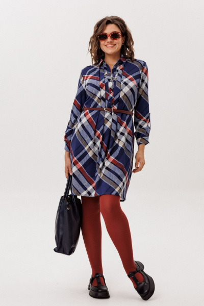 Платье Anelli 1769 кобальтовый_тартан - фото 9