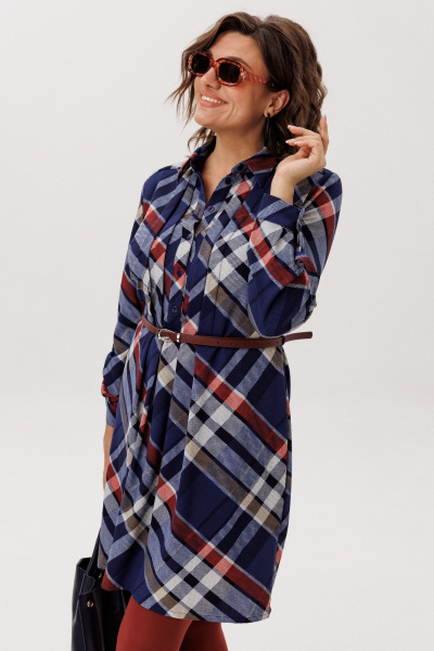 Платье Anelli 1769 кобальтовый_тартан - фото 8