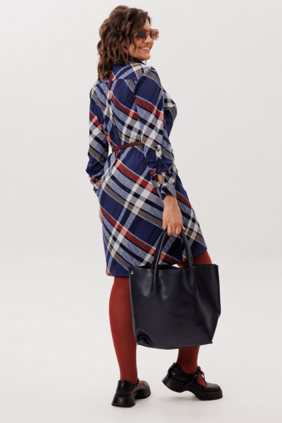 Платье Anelli 1769 кобальтовый_тартан - фото 7