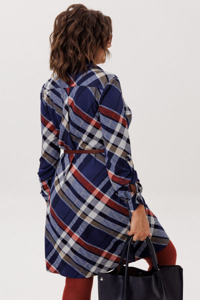 Платье Anelli 1769 кобальтовый_тартан - фото 4