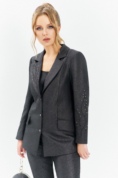 Брюки, жакет Euromoda 668 черный_с_блеском - фото 3