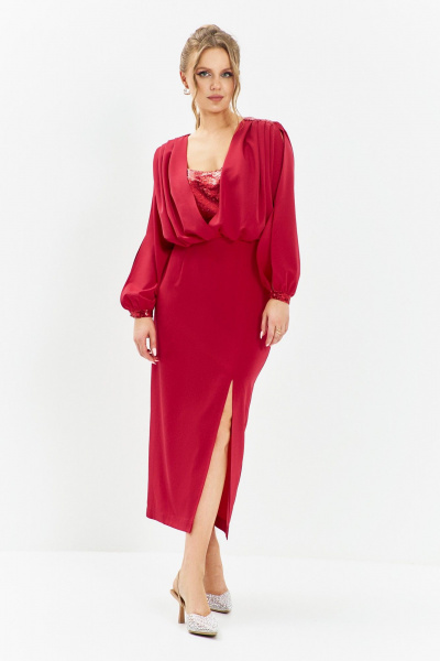 Платье Euromoda 669 красный - фото 2