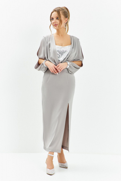 Платье Euromoda 669 серый - фото 2