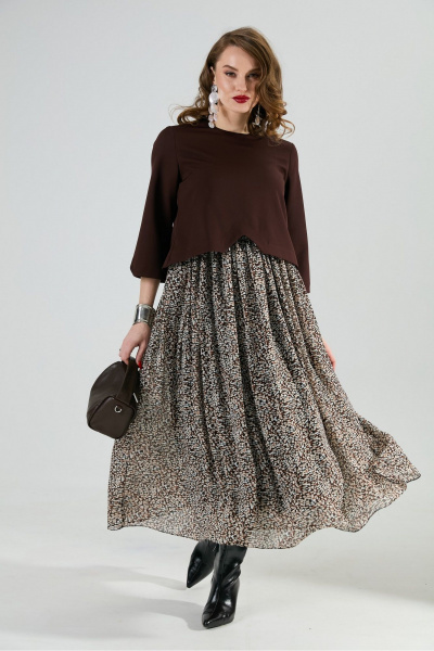 Платье NikVa 740-20 шоколад_шоколадная абстракция - фото 4