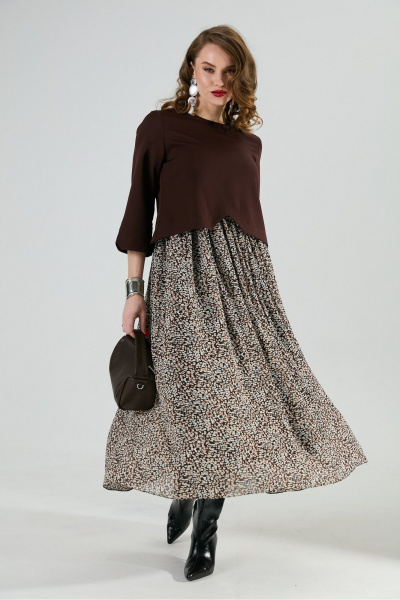 Платье NikVa 740-20 шоколад_шоколадная абстракция - фото 3