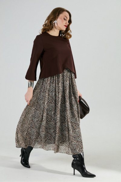 Платье NikVa 740-20 шоколад_шоколадная абстракция - фото 2