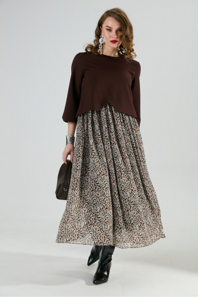 Платье NikVa 740-20 шоколад_шоколадная абстракция - фото 1