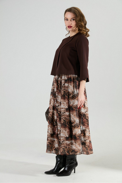 Платье NikVa 1007-1 шоколад_тигровая абстракция - фото 8