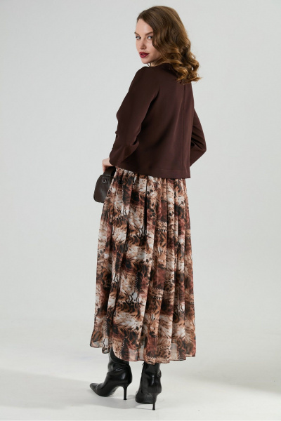 Платье NikVa 1007-1 шоколад_тигровая абстракция - фото 5