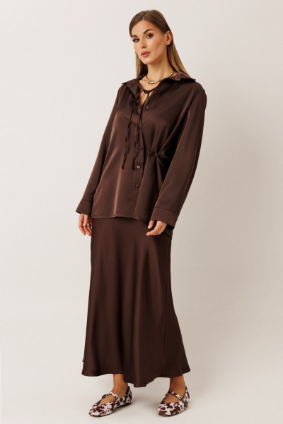 Блуза, брюки KOKOdea 31001 шоколад - фото 3