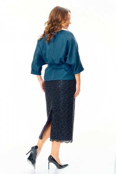 Блуза, юбка T&N 7706 синий-морской-черный - фото 7