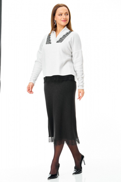 Джемпер, юбка T&N 7722 черный-белый - фото 3