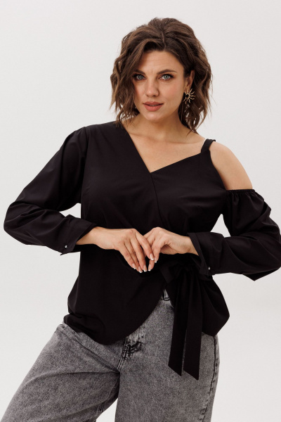 Блуза Anelli 1760 черная_орхидея - фото 10