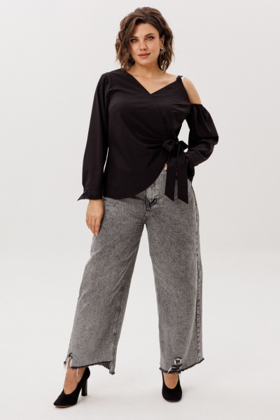 Блуза Anelli 1760 черная_орхидея - фото 9