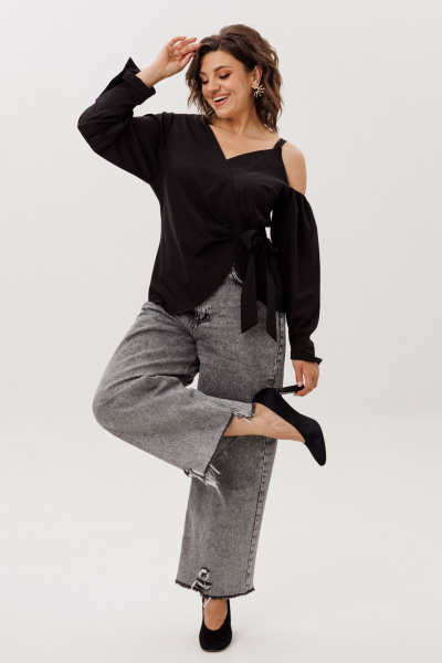 Блуза Anelli 1760 черная_орхидея - фото 5