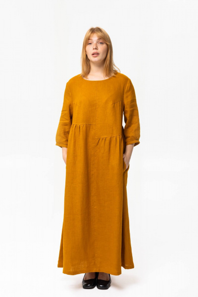 Платье SHLOMO 4-33 горчичный - фото 1