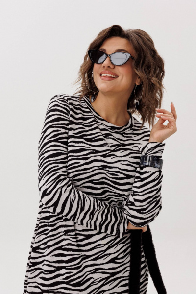 Платье Anelli 1755 черно-белое_кино - фото 6