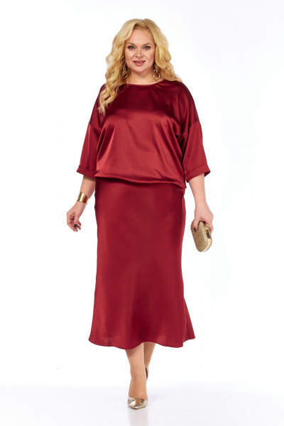 Блуза, юбка Элль-стиль 2449/1 бордо - фото 2