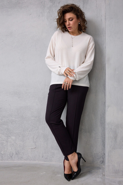 Брюки BegiModa 6078 черный_баклажан - фото 2