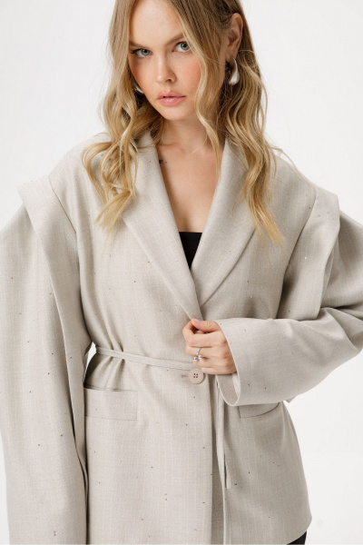 Брюки, жакет PiRS 6426 бежевый+черный - фото 5