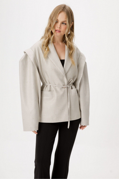 Брюки, жакет PiRS 6426 бежевый+черный - фото 2