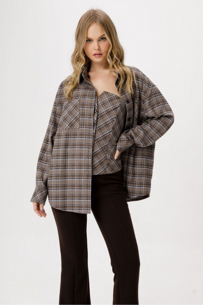 Брюки, рубашка PiRS 6427 серо-бежевый+черный - фото 1