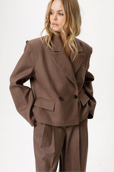 Брюки, жакет, юбка PiRS 6429 коричневый - фото 7