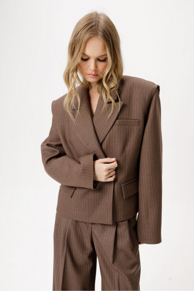 Брюки, жакет, юбка PiRS 6429 коричневый - фото 5