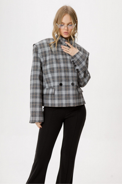 Брюки, жакет PiRS 6458 серый+черный - фото 1