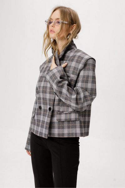 Брюки, жакет, юбка PiRS 6459 серый+черный - фото 9