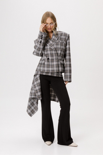 Брюки, жакет, юбка PiRS 6459 серый+черный - фото 1