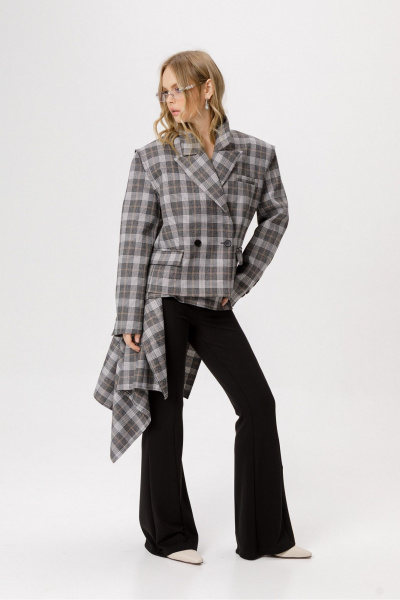 Брюки, жакет, юбка PiRS 6459 серый+черный - фото 2