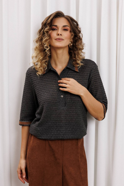 Джемпер Gizart 15380/1 серый, коричневый - фото 4