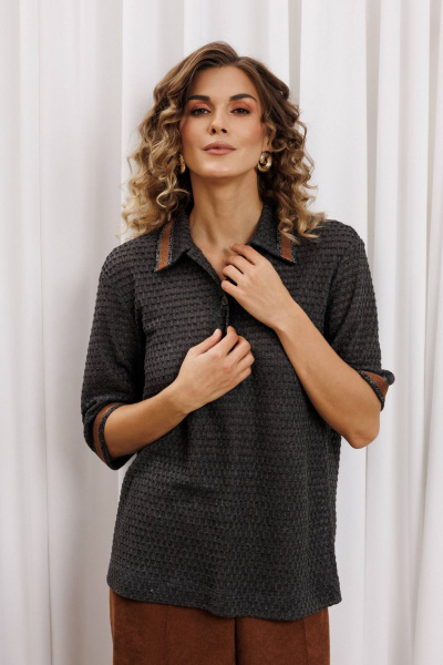 Джемпер Gizart 15380/1 серый, коричневый - фото 3