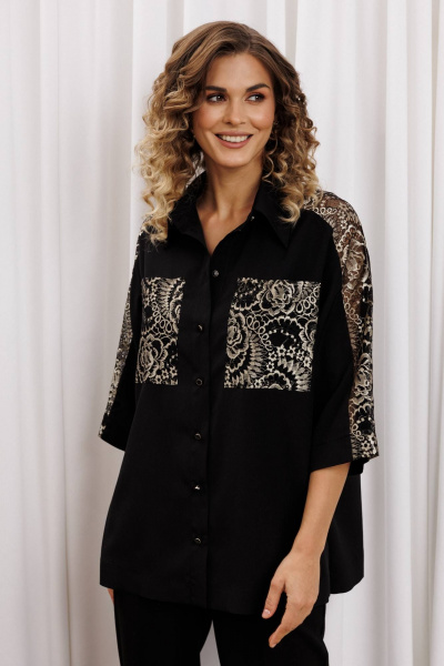 Блуза Gizart 15401 черный, золото - фото 3
