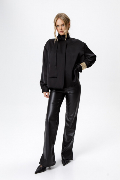 Блуза, брюки PiRS 6461 черный+черный - фото 1