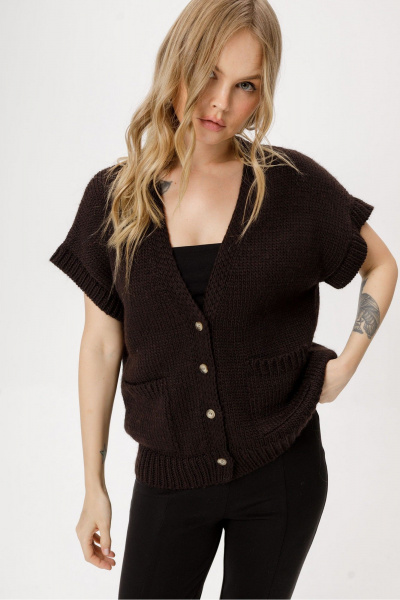 Брюки, жилет PiRS 6464 горький_шоколад+черный - фото 1