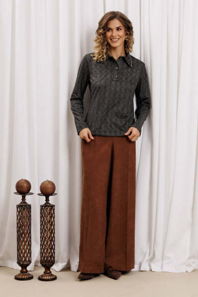 Брюки, джемпер Gizart 5436 серый тигровый замша, коричневый - фото 4