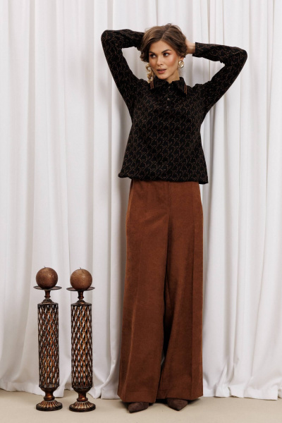 Брюки, джемпер Gizart 5436 черный-медь, коричневый - фото 4