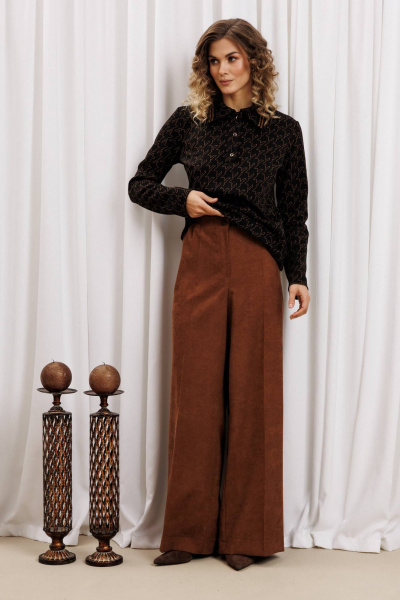 Брюки, джемпер Gizart 5436 черный-медь, коричневый - фото 3