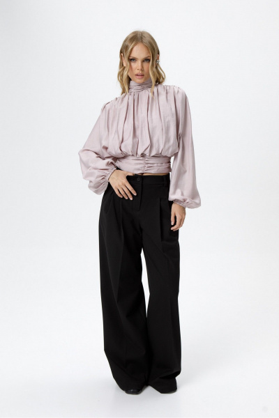 Блуза, брюки PiRS 6475 пыльно-розовый+черный - фото 1