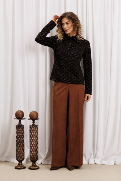 Брюки, джемпер Gizart 5436 черный-медь, коричневый - фото 2