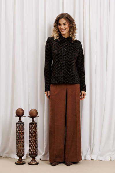 Брюки, джемпер Gizart 5436 черный-медь, коричневый - фото 1