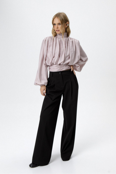 Блуза, брюки PiRS 6475 пыльно-розовый+черный - фото 2